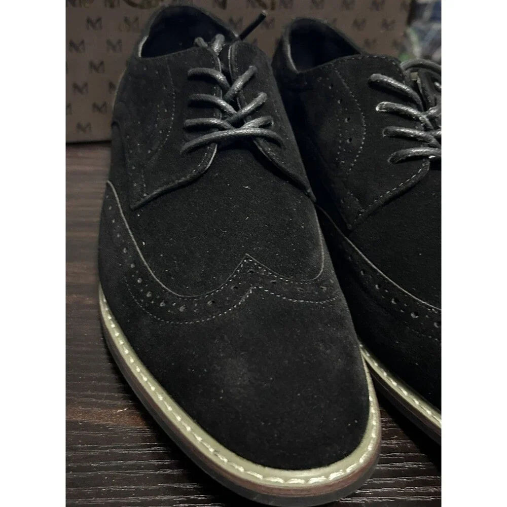 Mofri Oxford Dress Shoes Men’s Size 7.5 Black Suede Lace Up Formal Sleek
